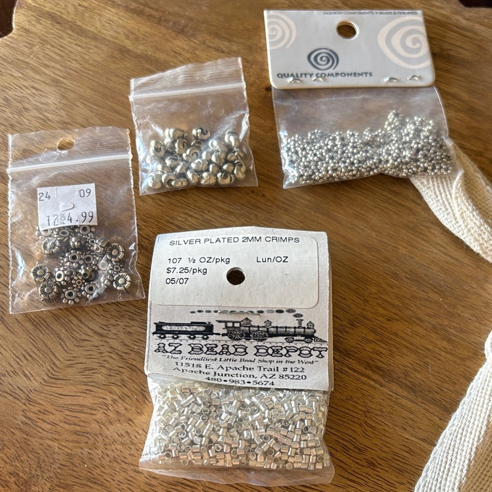 Assorted Silver-Plated Jewelry Beads & Crimps